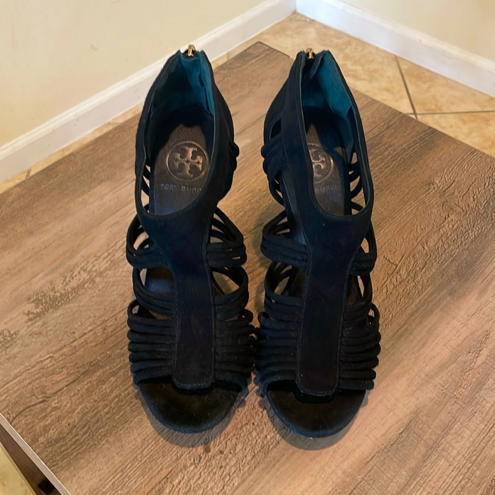 Tory Burch Sigourney Black Suede Sandals